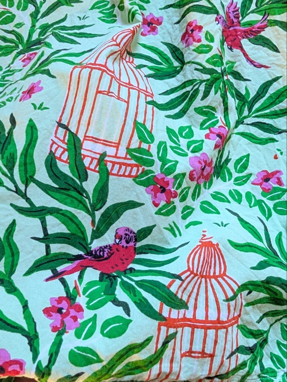 Printfresh Organic Cotton Floral Bird Print Night Gown Ruffle Hem & Sleeve Sz M - Picture 13 of 14